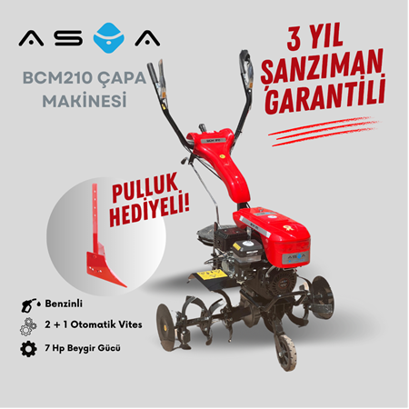 Asya BCM 210 Benzinli 2+1 Otomatik Vitesli Çapa Makinesi ( Pulluk Hediyeli )